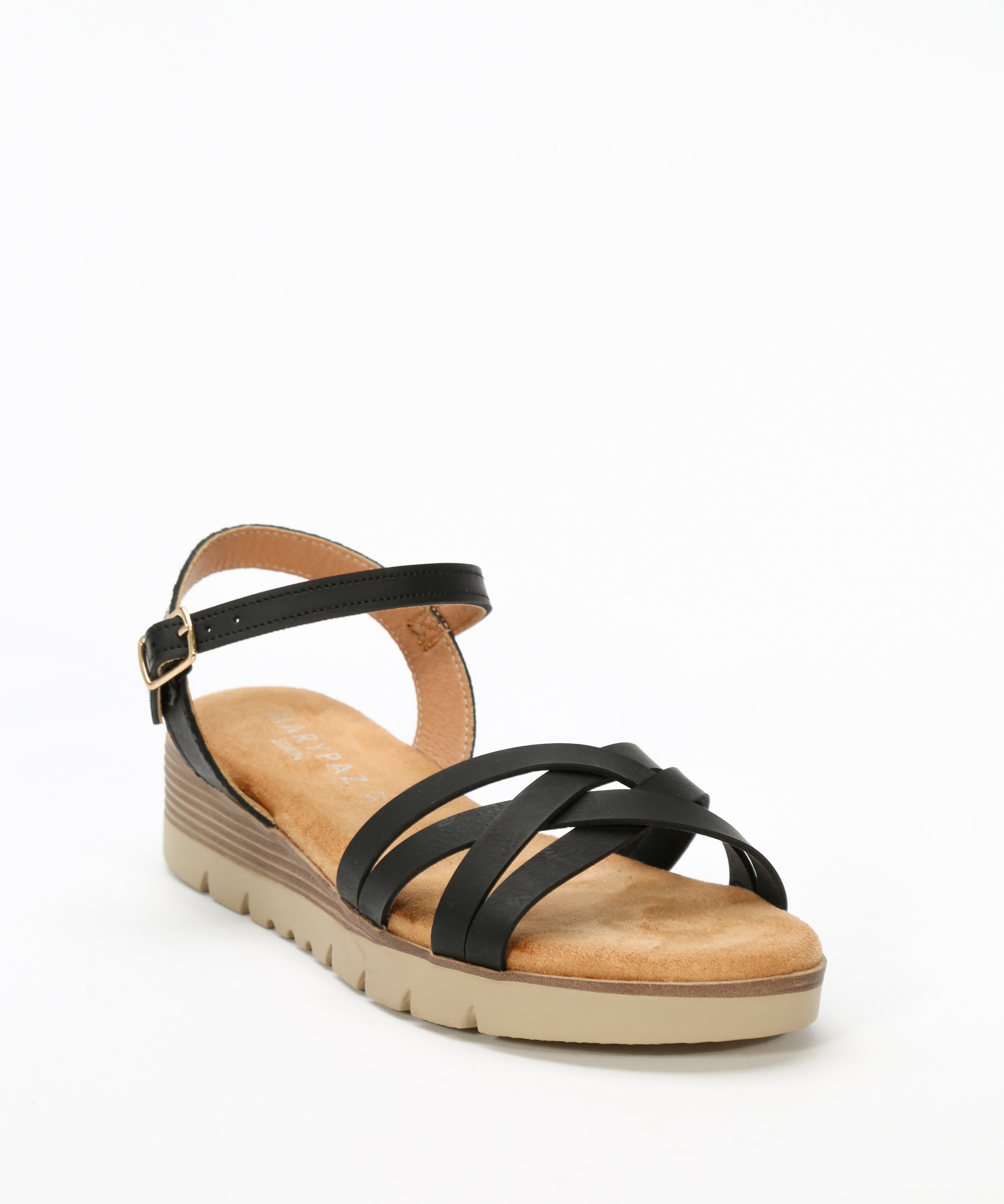 Sand&aacute;lia rasa com tiras entrela&ccedil;adas image number null